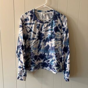 Blue White tie dye Relaxed Crewneck Sweatshirt Womens 1X Like New!